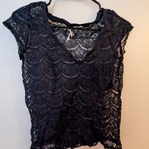 Elegant Black Lace Women Top